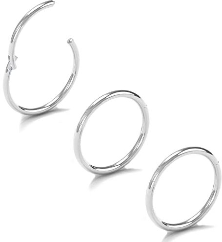 NewkeepsR Stahl 3 Stck-0.8mm Dicke 316L Chirurgenstahl Gelenk Clicker Segment Nahtlose Ringe, Nahtlose Lappen Knorpel Tragus Ohrring Nase Hoop-10mm