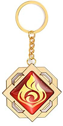 Genshin Leuchtende Schlüsselanhänger Spielzeug Impact Liyue Vision Pyro Schlüsselanhänger Gold Spiel Figur Schlüsselanhänger Schlüsselanhänger