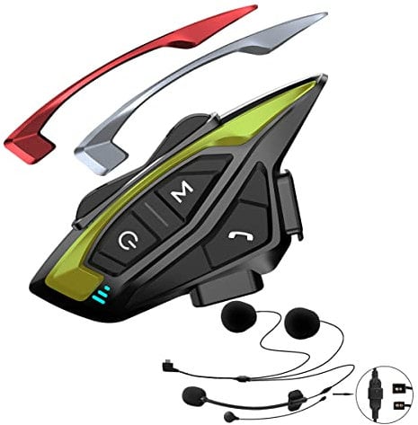 QSPORTPEAK Motorrad Bluetooth Headset,Shark08 Intercom Motorrad bis zu 8 Motorräder mit Reichweite von 1500m, DSP und CVC Geräuschunterdrückung Motorradhelm Kommunikationssystem mit FM Radio