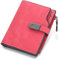 HNOOM Porte Monnaie Femme en Cuir PU Porte Feuilles pour Femme Court Lisse et Souple Petit Portefeuille Femme avec 16 Emplacements Cartes et Zippé Pochette à Monnaie (Rouge-S)