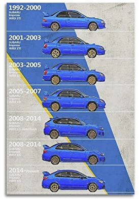 JDM Sportwagen-Poster für Subaru Impreza WRX STI-Rennauto-Poster, dekoratives Gemälde, Leinwand, Wand und Kunstbild, modernes Familien-Schlafzimmer, Dekoration, 30 x 45 cm