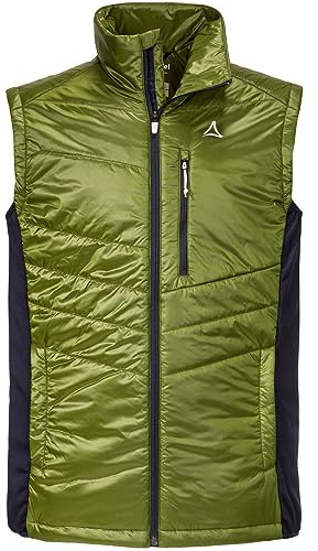 Schöffel Herren Hybrid Vest Stams M, Outdoor Weste mit 4D BODY MAPPING, strapazierfähige, atmungsaktive Funktionsweste mit Taschen, calla green, 52