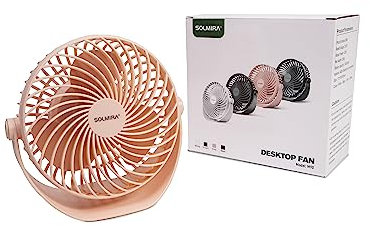 SOLMIRA Ventilador de Escritorio Rosa con Batería Recargable USB Tipo C Portatil Inalámbrico, Certificado CE y RoHS