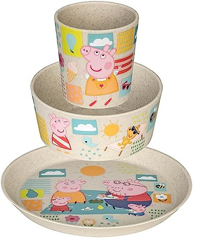 Geschirrset 3-teilig für Kinder CONNECT PEPPA PIG Teller Schale Becher Kunststoff Koziol