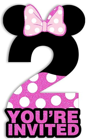 pertnate Einladungskarten zum 2. Geburtstag mit Umschlägen, Motiv: Maus und Mädchen, 20 Stück