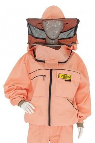 LYSON Imkerjacke mit Hut Imkerbluse Schutz vor Mücken und Insekten sportlicher Style – Imkerbekleidung Schutz vor Bienen Insekten Imkereibedarf Lachsfarbe Größe L