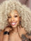 Colorfulpanda Afro Perücke Blond Damen, hellblond Synthetische Wellige Lockige Natürliche Haar für Frauen, Kinky Curly mit Pony kurze Perücken für alltagstauglich Cosplay