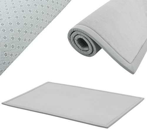 Juskys Krabbelmatte Spielmatte Krabbeldecke 180x120 cm Samtmatte Teppich für Kind, Baby, Yoga - rutschfest, weich Kinderteppich Spielteppich in Grau