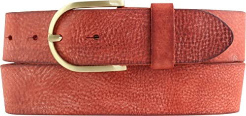 BELTINGER Damen-Gürtel aus weichem Vollrindleder Vintage-Look 4 cm | Jeans-Gürtel für Damen mit goldener Gürtelschließe 40mm | Ledergürtel Used-Look | Rot 95cm