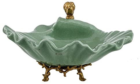 Fruteros de Cocina Frutero Arte Verde Retro Plato de Frutas de Cerámica Estatua de Pájaro de Cobre Decoración Sala de Estar Comedor Escritorio Plato de Frutas Decorativo Grande Cuenco de Dulces Cesta