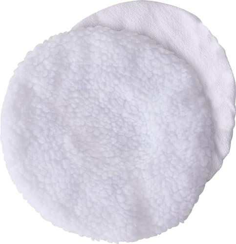 cartrend Polierhauben-Set 150mm Zubehörset für Poliermaschinen mit 150 mm Polierteller, Polierpads aus 1x Webpelz 1x Frottee zum Auftragen und Auspolieren, zweiteiliges Set, waschbar, weiß