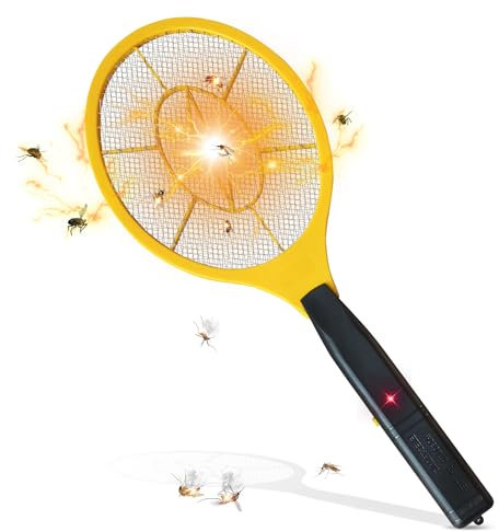 BELREZ Electric Fly Zapper - Electronic Bug Zapper with Protective net Layer - Pest Control Mosquito and Insect Catcher Racket - Electric Fly Swatter - Handy Killer Racket for Indoor and Outdoor