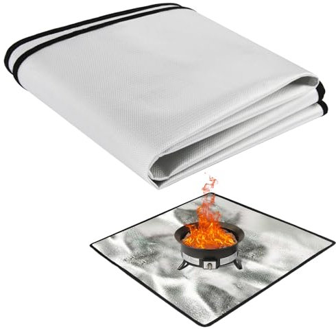 flintronic Feuerschalenmatte, 100 * 100cm Feuerfeste Unterlage Quadrat, Wasserdicht Faltbare Feuerfeste Matte Terrasse für Gras, Boden, BBQ, Deck, Camping, Garten