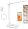 joyshie Lampe de Bureau LED avec Adaptateur, Pliable Lampe de Chevet Dimmable avec 5 Modes de Couleur et 5 Niveaux de Luminosité, Port de Charge USB, Pour Lecture Travail (Blanc-avec Adaptateur)