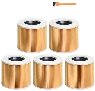TUITA Sacs À Poussière avec Filtres Hepa. Compatible avec Karcher WD2.250 WD2250 A2004 A2054 MV2 WD2. Pièces De Rechange for Aspirateurs Sacs Accessoires De Remplacement(5PCS Filter)