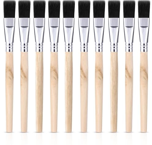 10Pcs 3/5 Inch Flat Head Paint Brushes Wood Paint Brush Small Watercolor Brush Bulk Painting Brush Art Detail Oil Brush for Kid Adult(5.5 x 3/5 Inch)
