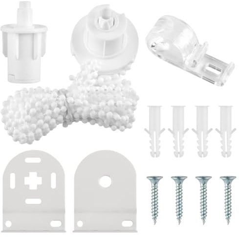 Thyonta 32mm Metal Roller Blind Installation Bracket Complete Set with Bead Chain and Control Mechanism for Window Maintenance Repair Replacement Parts (White)