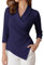 GRACE KARIN Women's 3/4 Long Sleeve V-Neck Blouse Tops Office Business Basic Tops Women Elegant Navy Blue M