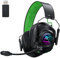 Krysenix KGH2 2.4GHz Wireless Gaming Headset, 5.4 Bluetooth Wireless Headphones for PS5, PS4, PC, Switch, Mac, Bluetooth Gaming Headset with Mic, Cool LED, Lossless Audio, Low Latency, Black Green