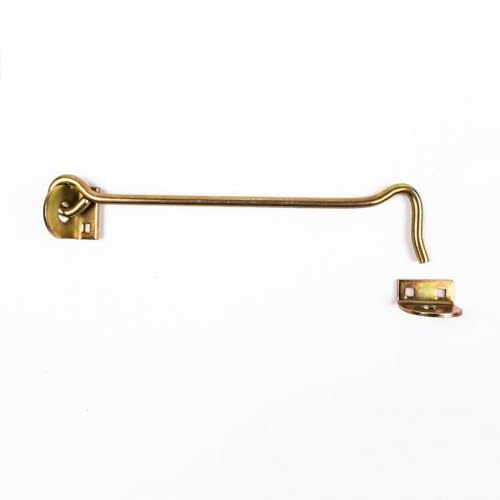 BK SHOP Sturmhaken mit Öse - 8 mm Galvanisierter Stahl | Wetterfest Gold Geeignet für Türen Tore Fenster Schränke | Schließhaken Verschlusshaken Kabinenhaken Türhaken für Innen/Außen - 400mm