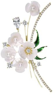 Blumen-Brosche für Damen und Mädchen, Strass-Brosche, Anstecknadeln, Hutnadeln, Muschel, Perlen, elegante Ansteckblume mit Kristallen, Geburtstags-, Weihnachtsgeschenke für Mutter, Ehefrau,