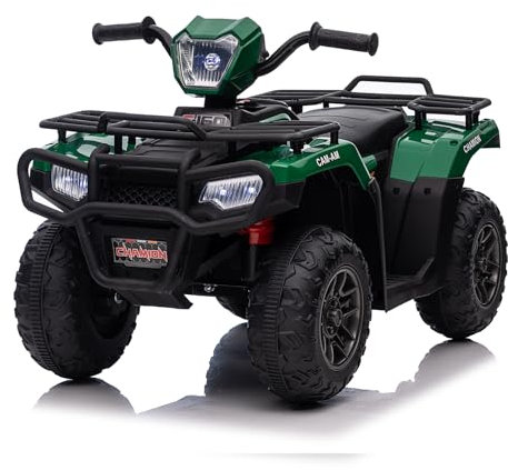 Lischwert Elektro Kinderquad, 12V Kinder Elektrische ATV mit LED-Scheinwerfern, Musik & Hupe, Elektroauto mit 4 rutschfeste Räder & langsamer Start, für Kinder 3–6 Jahre alt (Grün)