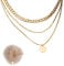 Elegant Rose Gold Necklace for Women, Long Rose Gold Chain, Copper Material, 52cm + 5cm Adjustable, 3Pcs Stackable Gold Disc Necklace, Modern and Chic Jewelry Design