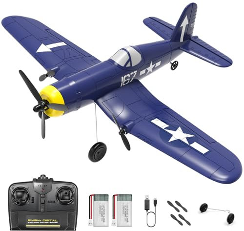 HAWK'S WORK 3-Kanal RC-Flugzeug F4U Corsair, Ferngesteuerter Warbird, Flugfertig, 2.4GHz 6-Achsen Gyro-Stabilisator, Einfach zu Fliegen für Kinder und Anfänger
