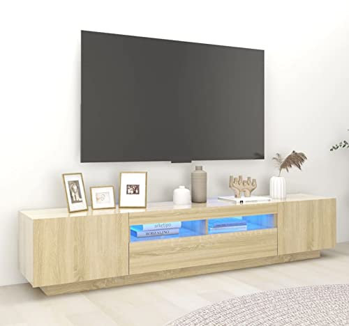 ShGaxin TV-Schrank mit Sonoma-Eiche 200x35x40 cm, TV Lowboard, Fernsehschrank, Fernsehtisch, Fernseher Schrank, TV Sideboard, TV Board, TV Cabinet, TV Bank, TV Kommode