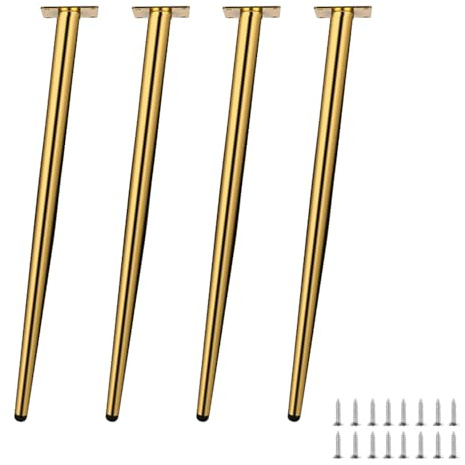 Metall-Möbelbeine, schräge, konische Tischbeine für Schrank, Couch, Stuhl, Sofa, Stützfuß, Ersatzfüße für Heimwerker-Projekte, inklusive Schrauben, 35 cm, Gold, 4 Stück