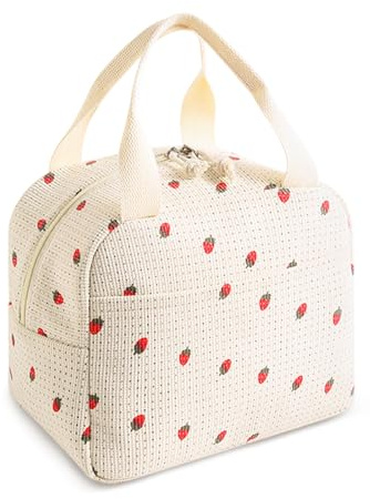 TUONYIS Bolsa Termica Porta Alimentos para Mujer y Hombres, Bolsa del Almuerzo, Bolsa Isotérmica Plegable, Reutilizables Lunch Bag, Bolsa Térmica Fiambrera para Trabajo, Escuela, Viajes (Beige)