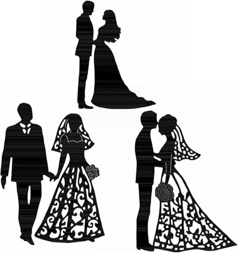 BAOFALI Metall-Stanzschablone für Hochzeit, Bräutigam, Braut, für Scrapbooking, Basteln, Fotoalbum, Karten und Einladungskarten, Papierkarten, Dekoration, Prägung, 3 Stück