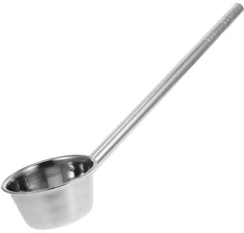 UKCOCO Pala de agua extendida cucharón de metal cucharón de vino con mango largo cucharón de ponche cuchara de baño cucharón para sauna cucharón largo cazo de agua Acero inoxidable Silver