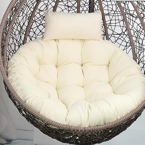 GYCS Hängesessel Kissen, Kissen Für Eierstuhl, Bankauflagen Für Gartenmöbel, Polster, Hängekorb, Waschbar Schaukelstuhl Sitzkissen Hängestuhl Sitzauflage, Möbel Dekoration Kissen,Beige,90CM