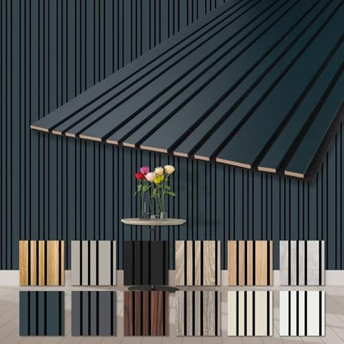 HEXIM Akustikpaneele 6 Stück 278x60cm Holz Mila - flexible Holzpaneele Platten Wandpaneele Wanddeko Kombipaneel Wandverkleidung Schalldämmung Akustikfilz blau (10.02m² Ocean)