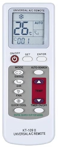 CLVIZCXOM KT-109 II Télécommande universelle pour climatiseur compatible | Compatible avec les climatiseurs Midea Fujitsu LG Hitachi Sharp Hyundai
