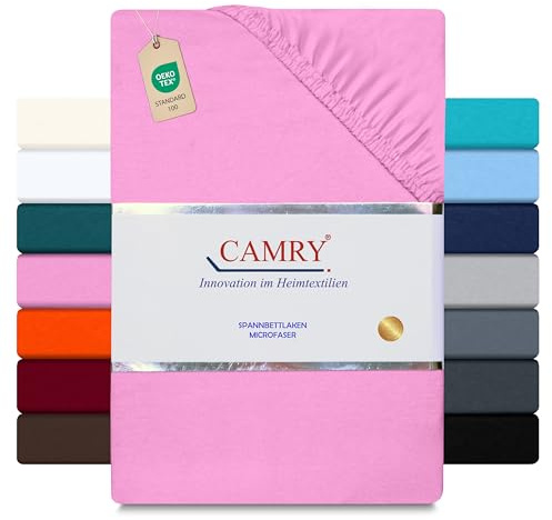 Camry Spannbettlaken 140x200 cm Hellrosa Mikrofaser Spannbetttuch Oeko Tex Zertifiziert