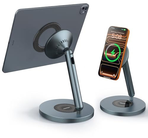 Nillkin Magnetischer Tablet Ständer Für iPad Pro & Air, Aluminium iPad Ständer Inkl. Starkem Magnetring, 360° Drehbare Basis, Verstellbar, Super Stabil, MagSafe Ladestation Für iPhone