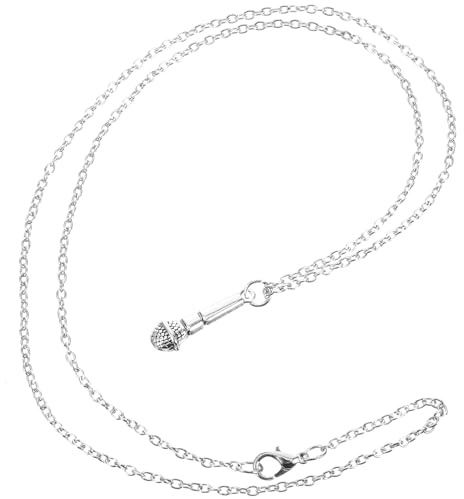 TEHAUX Microphone Pendant Necklace Jewelry Women Dainty Silver Alloy | Music-inspired Gift for Birthdays and Christmas, Everyday Wear, Long-lasting Finish, Cute Stylish Look