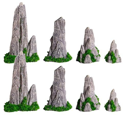 SUPRROW 8 Stück Miniatur Berge Deko,Zen Garten Miniatur Berge,Miniaturen Mini Harz Bergmodell,Aquarium Bonsai Zen Gartendekoration Harz Für Micro Landschaft Aquarium Den Innenbereich Bonsai DIY