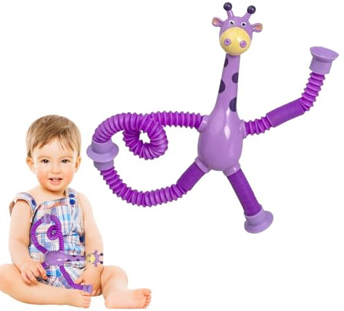 Generisch Teleskop-Giraffen-Spielzeug,Saugnapf-Teleskoprohr Giraffe Fidget Toys - Neuartiges Saugspielzeug zum Dehnen und Dekomprimieren für und Mädchen