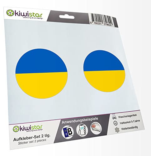 KIWISTAR - 2X Kennzeichenaufkleber - Ukraine - Kennzeichen Aufkleber Sticker Nummernschild Land Country Nation