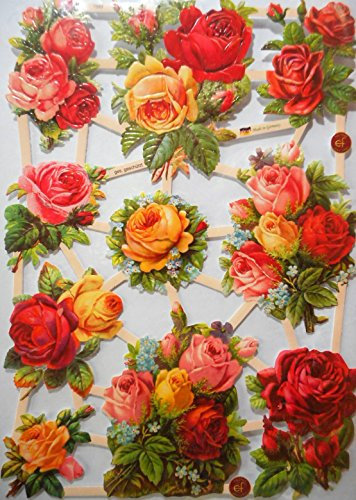 Glanzbilder Blume Rose EF 7393 Oblate Posiebilder Scrapbook Deko GWI 527