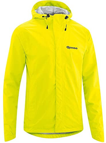 Gonso Save Light, Herren Fahrradjacke, Wasserdichte Regenjacke, Wasserdicht bis 10.000 mm & winddicht, G-Tex, 2-Lagenlaminat & getapte Nähte, Weite Passform, PFC-frei, Gelb, Gr. 4XL
