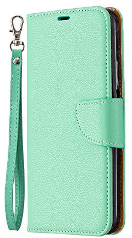 Samsung Galaxy S10E Case, PU Leather Wallet Phone Case Litchi Pattern Flip TPU Shockproof Shell Slim Fit Protective Cover for Samsung Galaxy S10E with Stand Card Holder Magnetic Closure - Green