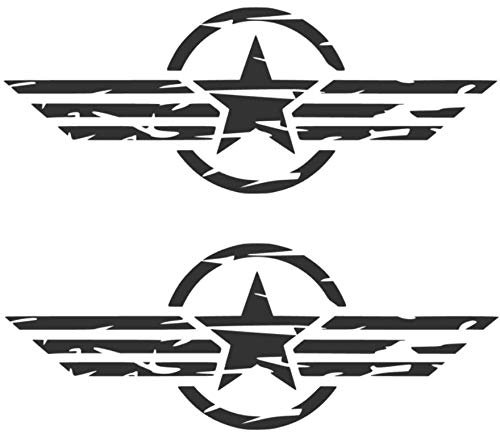2X US Army Retro Star Stern Aufkleber Amerika USA Aufkleber Retro Aufkleber Autoaufkleber 283/15 (weiß Glanz, 100cm Länge)