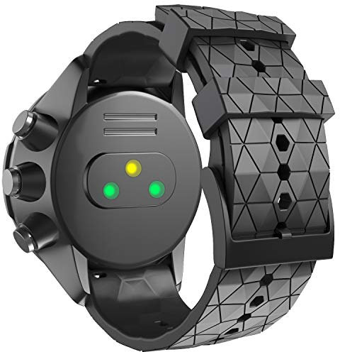 ANBEST Uhrenarmband Kompatibel mit Suunto 9/Suunto 7/Suunto 9 Baro Armband, 24mm Ersatzarmbänder Weiches Silikon für Suunto D5/Suunto Spartan Sport Wrist HR, Schwarz