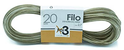 Hilo para tender la colada de exterior, alambre tendedero para exteriores de acero de 20 m, grosor 2,7 mm