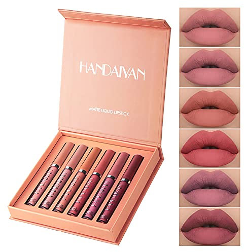 6PCS Matte Liquid Lipstick Makeup Set Matte liquid Long-Lasting and Waterproof Wear Non-Stick Cup Lip Gloss Great Choice and Gift for Woman Girls (B)