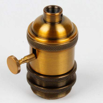 ECI Elektrobedarf Lampenfassung + 2 Glühbirnen Vintage Antik mit Drehschalter E27 Gold Antik